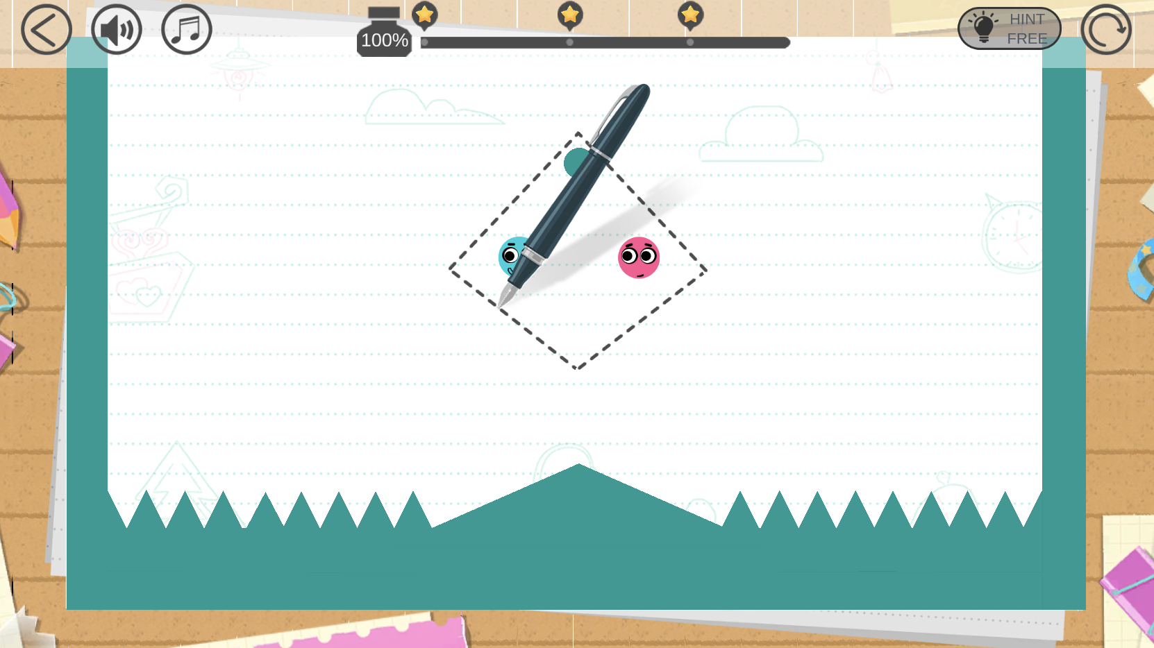 線で囲むことでボールをくっつける新たな攻略法も可能。