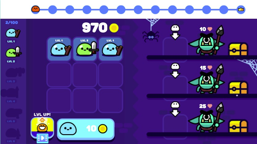 同じスライムを合体させると強化され、新たな力を得る