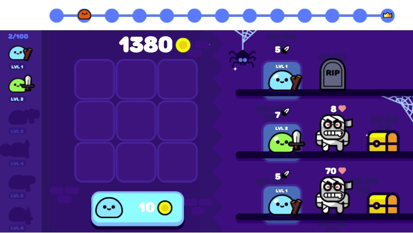 育てたスライムをモンスターに挑ませ、勝利を目指そう