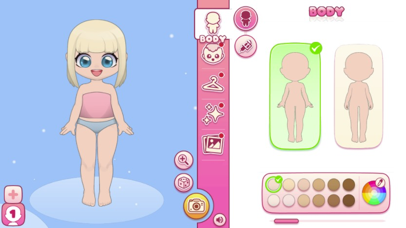 性別や肌の色を自由にカスタマイズし、自分だけのキャラクターを作成可能