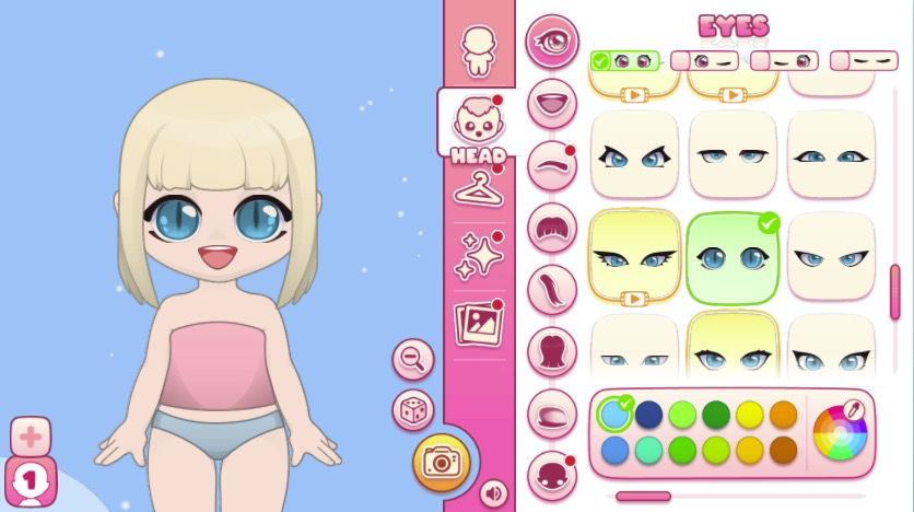 多彩な目の種類から選択でき、個性的な表情を演出できる