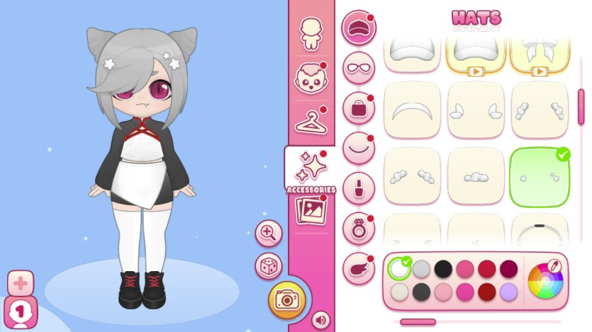 髪飾りなどのアクセサリーでキャラクターをさらに華やかに演出