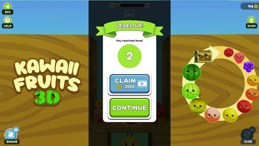 レベルアップで新しいステージやチャレンジが登場！