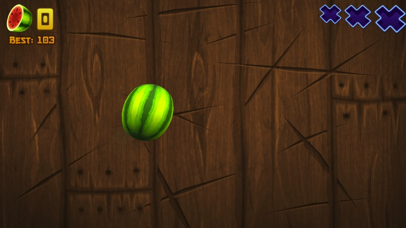 下から飛んでくるフルーツをタッチで斬る爽快感