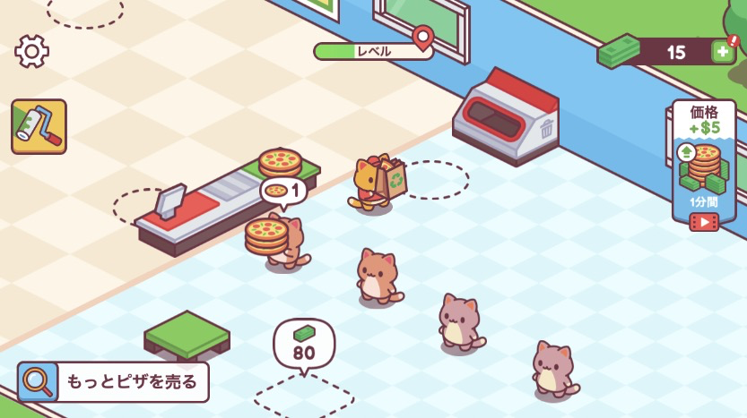 行列を作るネコたちの愛らしい姿が、ゲームの癒しポイント