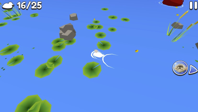 池で迷子の子アヒルを発見し、仲間に加えよう