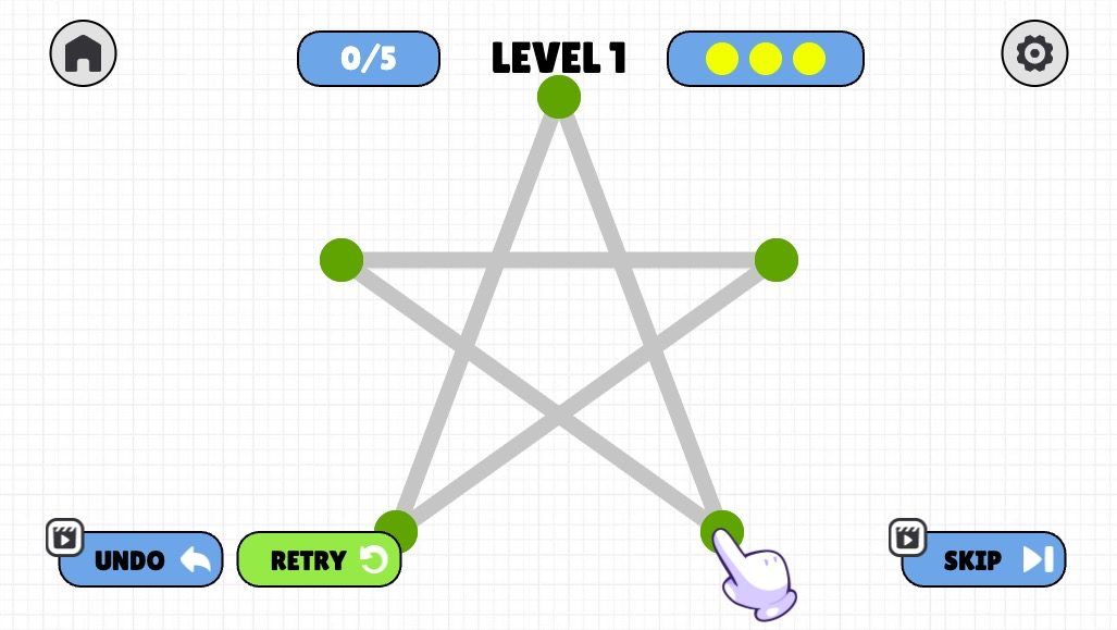 星型を一筆書きで描く初級ステージを攻略しよう