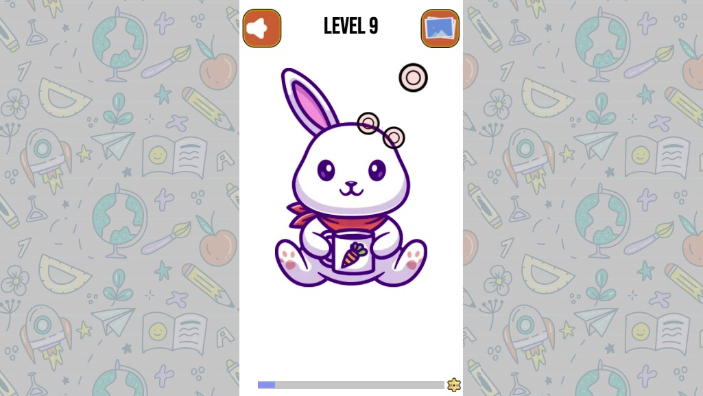 ヒントボタンを押すと助けになる丸が表示される