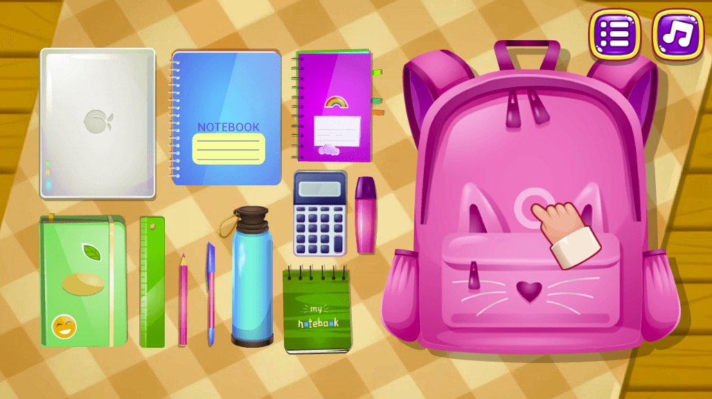 リュックに必要な学用品を入れて、学校の準備をしよう