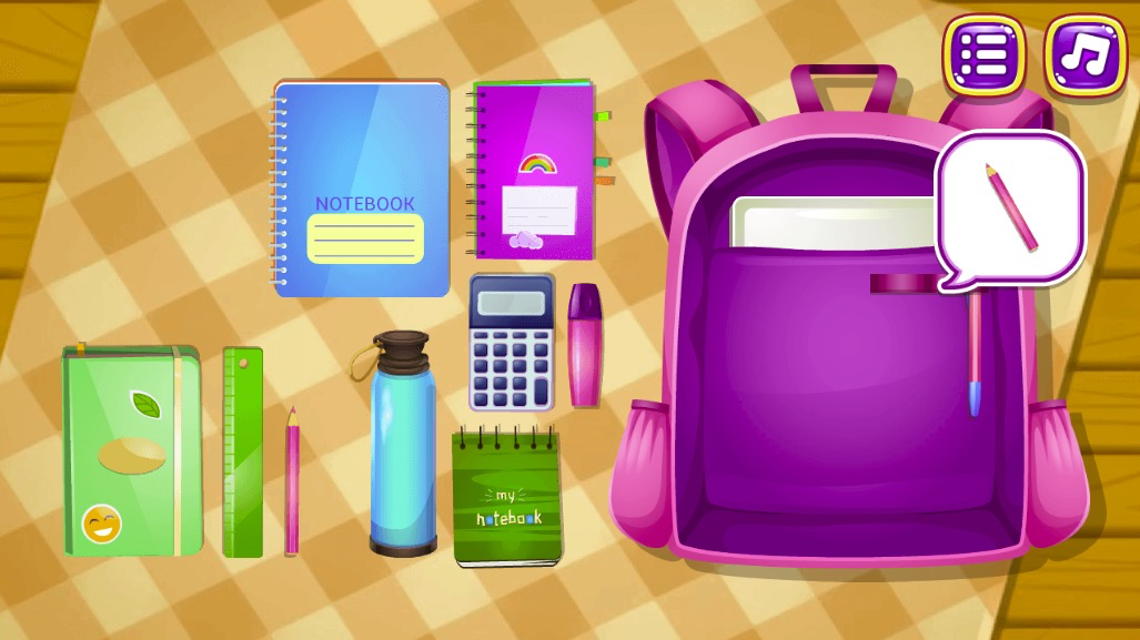 指示に従い、必要な道具をリュックに入れて準備完了