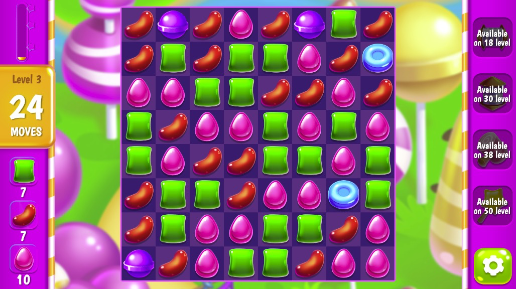 画面左下の目標アイテム数を確認し、計画的に消そう