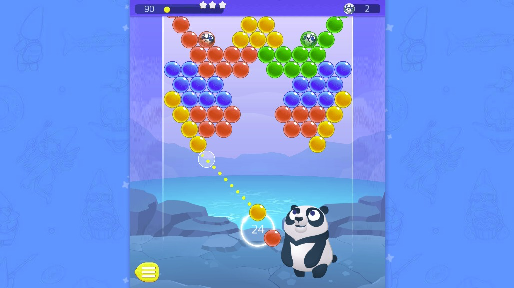 同じ色のボールを見つけて狙い、正確に撃ち落とそう