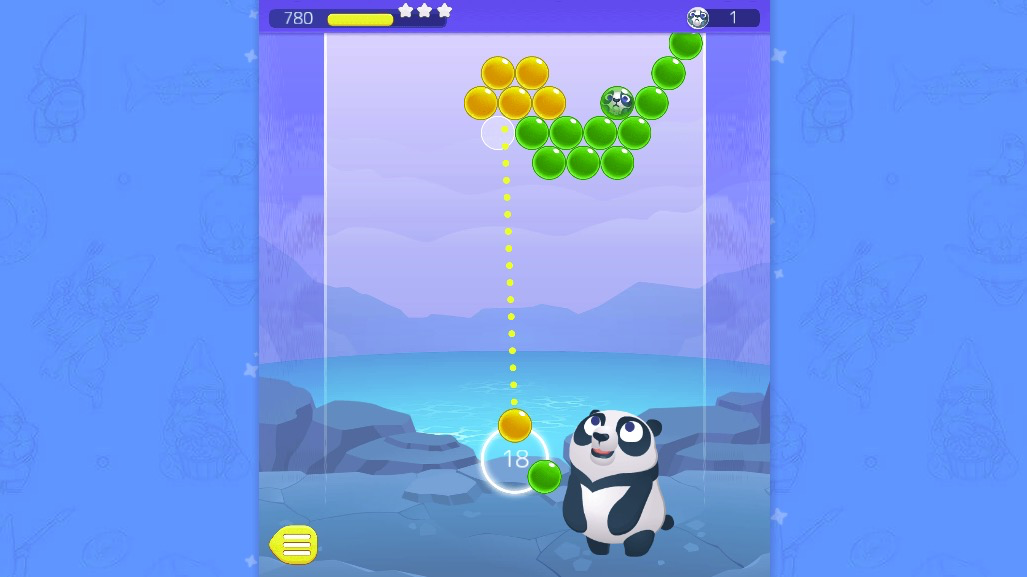 上部に囚われたパンダをボールを消して解放しよう