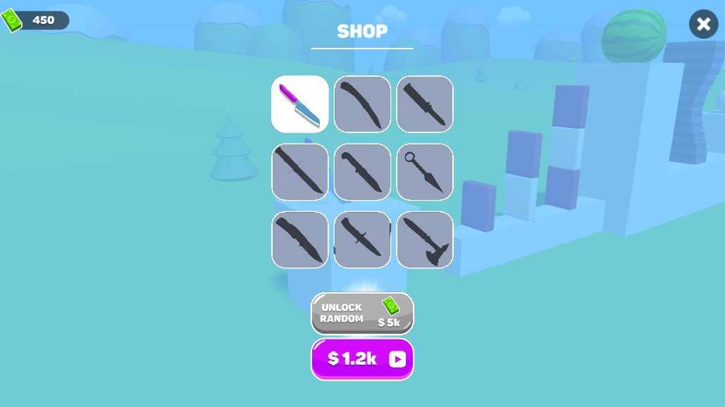 ショップで新しい刃物を購入し、斬る楽しさをパワーアップ