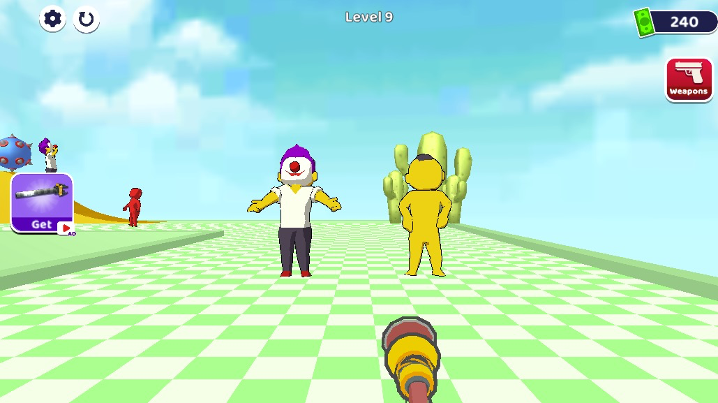 遠くのターゲットを狙い撃ち、正確なエイム力を試される場面