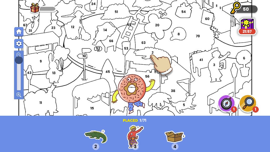 ステッカーと台紙の番号を合わせて貼る簡単操作で楽しめる