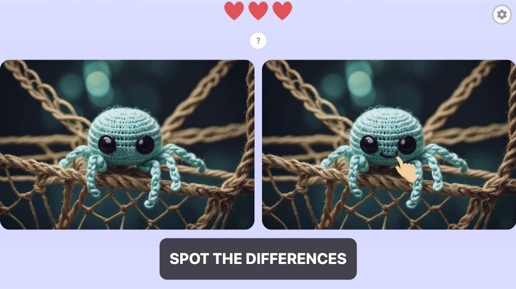 間違いを見つけてクリックする簡単操作のパズルゲーム