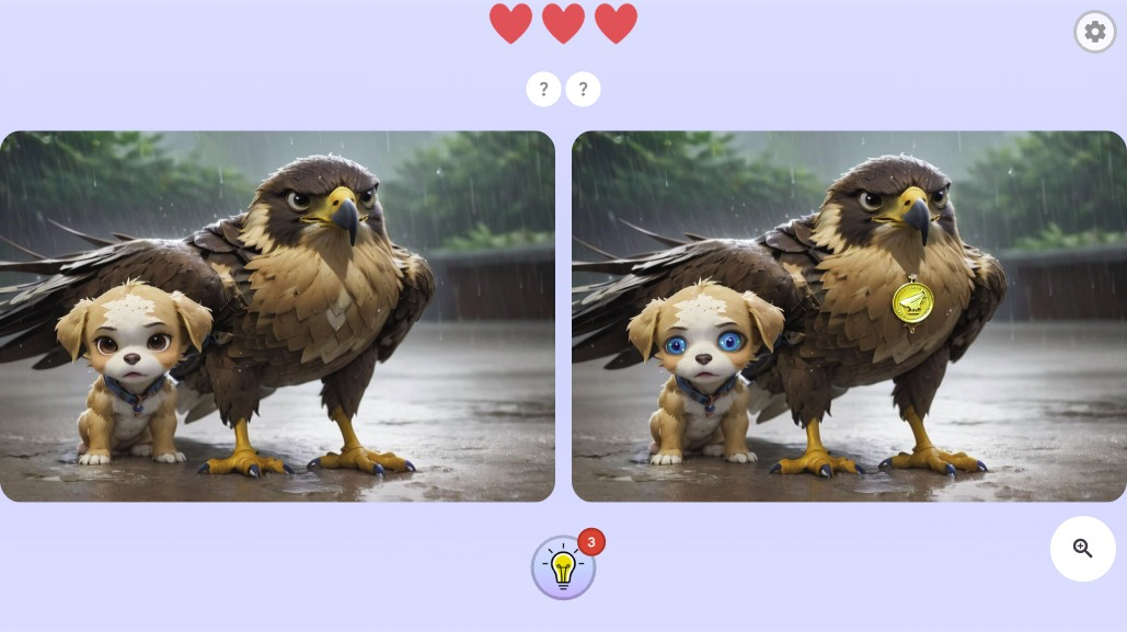 体力ハートは3つ。間違いを見つける際は慎重に