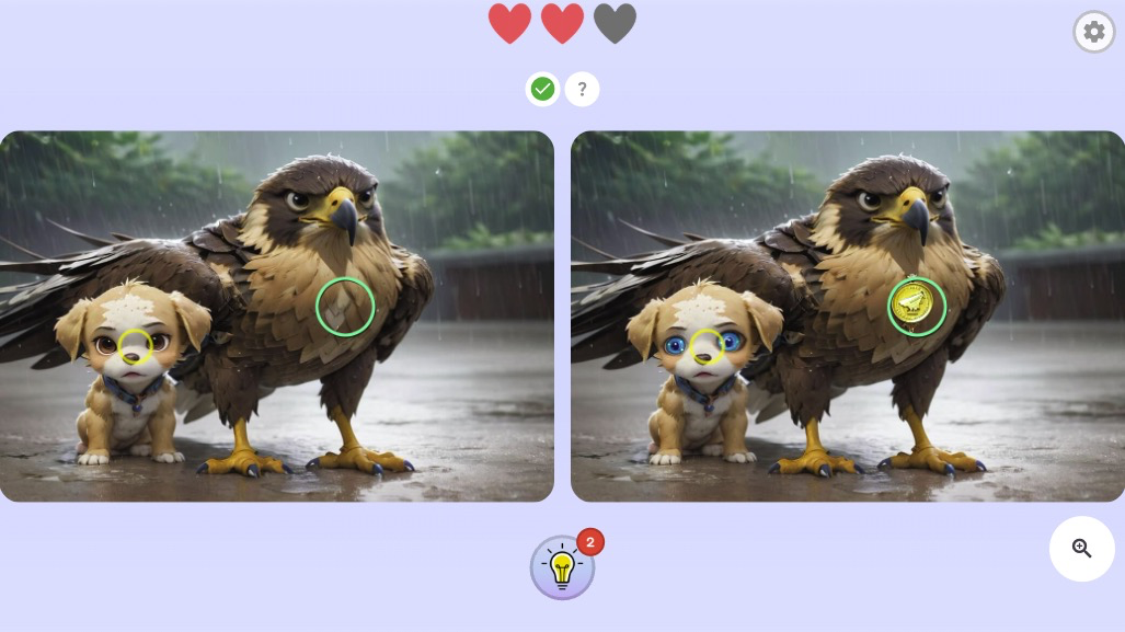 ヒントボタンで間違いのある箇所が大まかにわかる