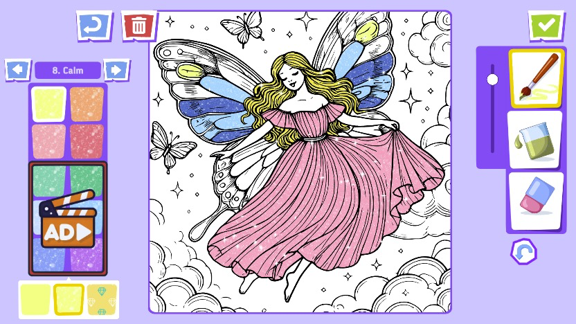 ブラシの太さはバーで調節し、細かい部分も正確に塗れる