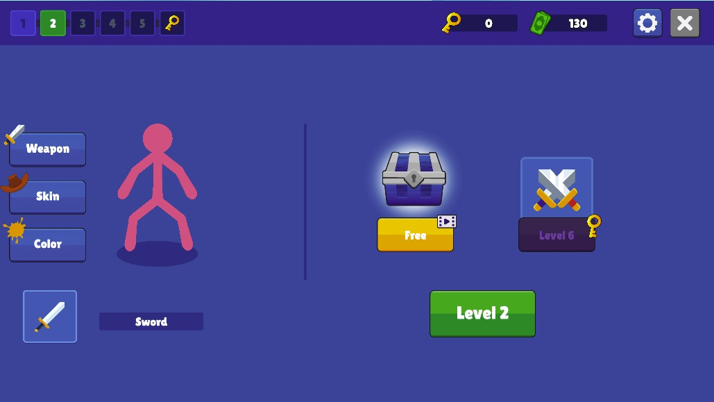 キャラクターのスティックマンの色を自由に変更できる