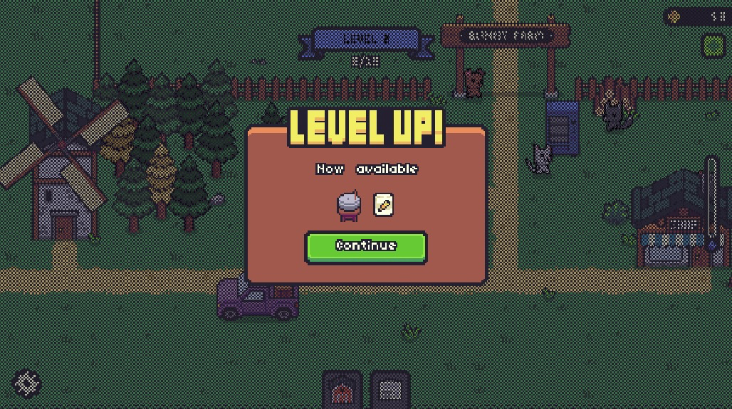 レベルアップで新しい作物やアイテムを解禁！