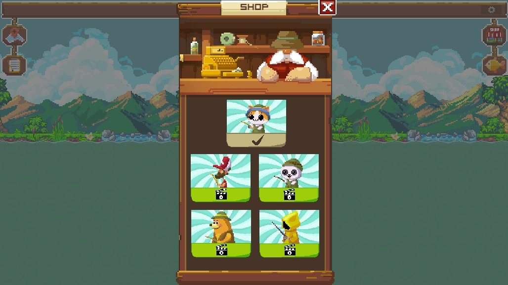 ショップで釣り人のアバターを変更し、個性を演出しよう