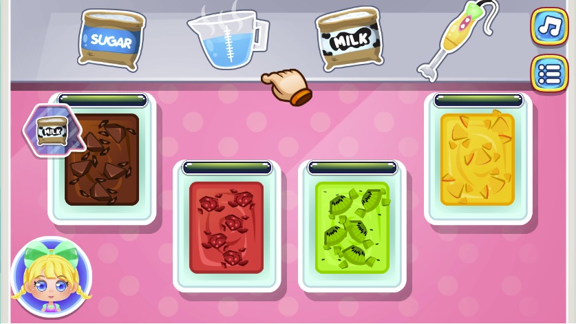 必要な材料が画面に表示され、直感的に選べる便利な仕様