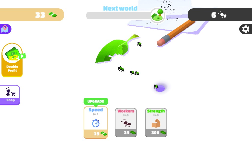 アリの数を増やして、さらなる効率的な食べ物運びを実現しよう