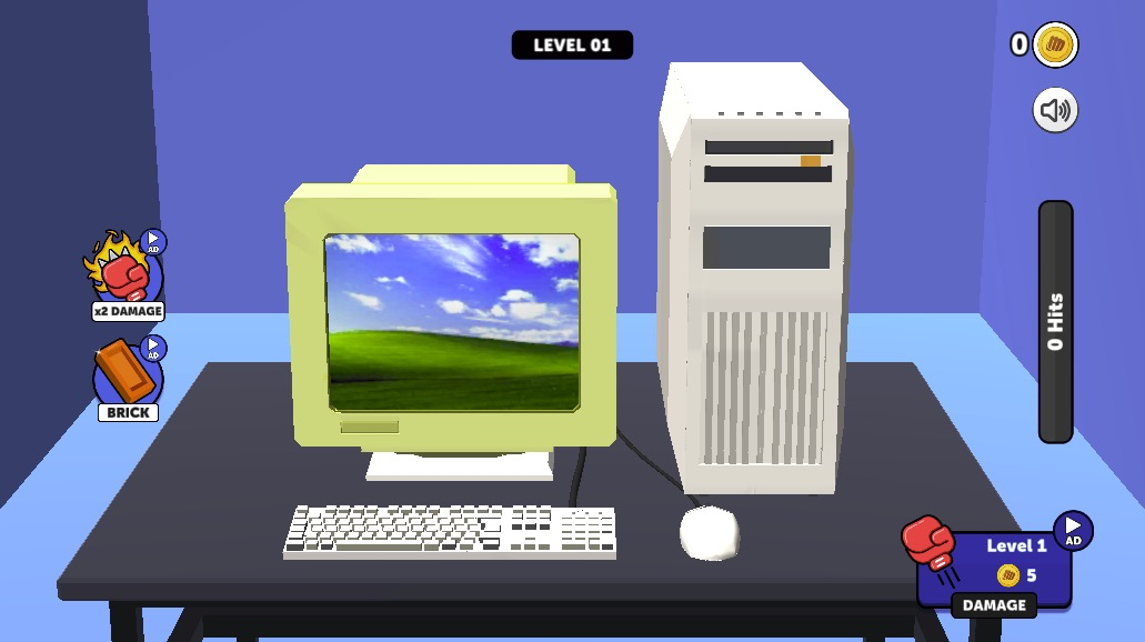 まずはパソコンを破壊し、ストレス発散！