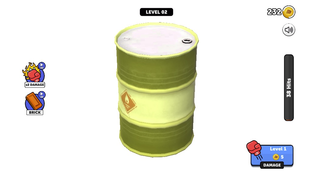 次に狙うはドラム缶、パンチで粉々に！