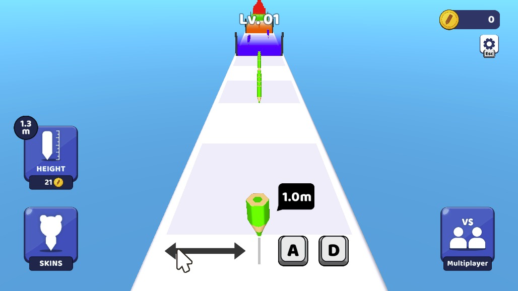 鉛筆を左右に素早く動かし、障害物を避けよう!