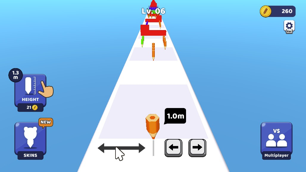 左のボタンでコインを使い、鉛筆を伸ばせる便利機能!