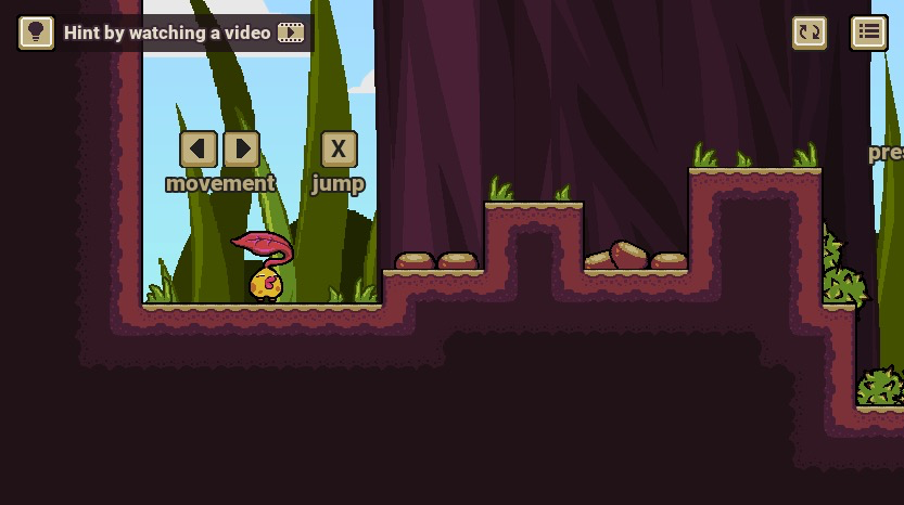 矢印キーで移動し、Xキーでジャンプして進む