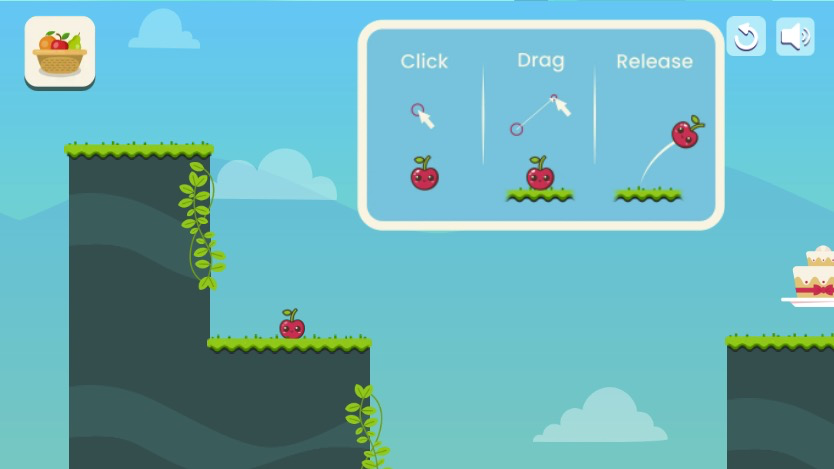 クリック＆ドラッグでチェリーを飛ばし、ケーキに乗せる爽快アクション！