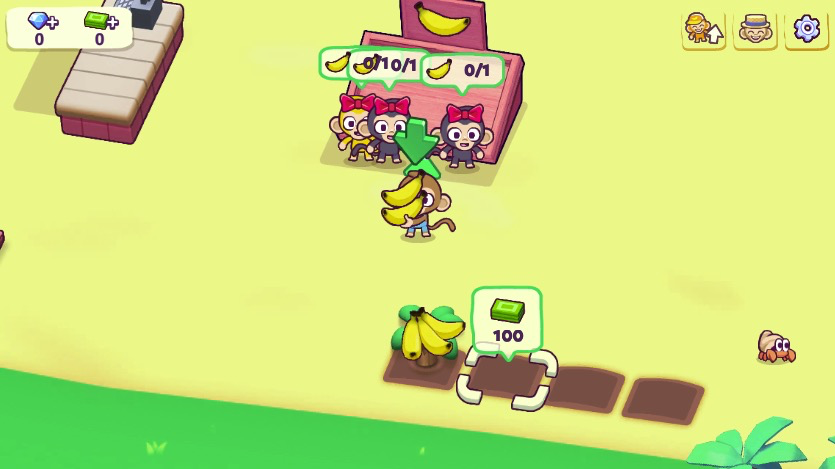 バナナを収穫して、売り場にきれいに並べて準備しよう