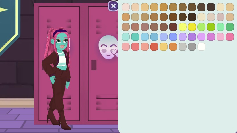 カラフルな肌の色から、自分だけのキャラをデザイン可能！