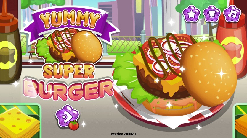 スタート画面で美味しそうなハンバーガーが迎える