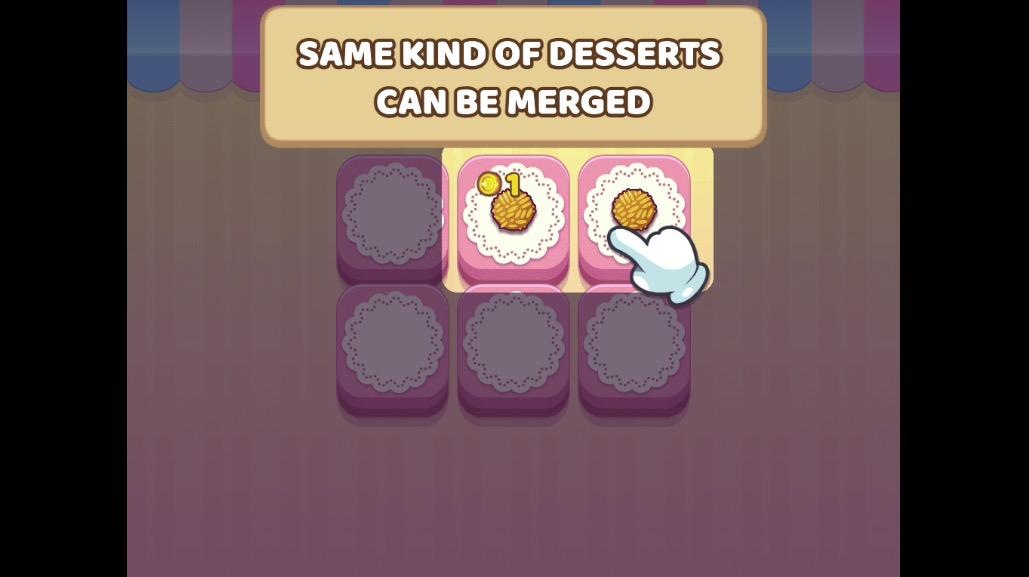同じ種類のデザートをマージして成長させよう。