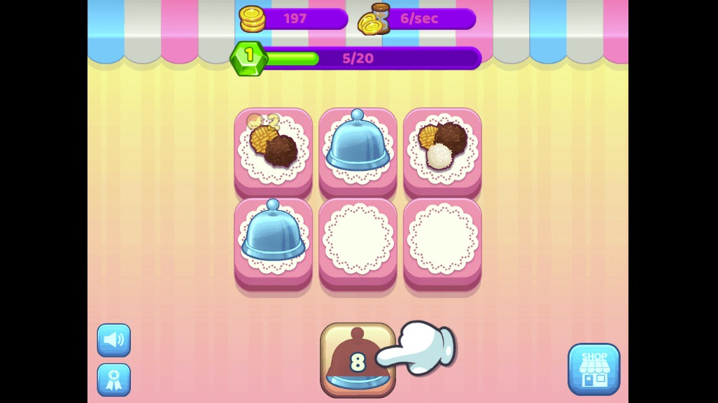 ケーキカバーをクリックすると時間が減少。慎重に操作しよう。