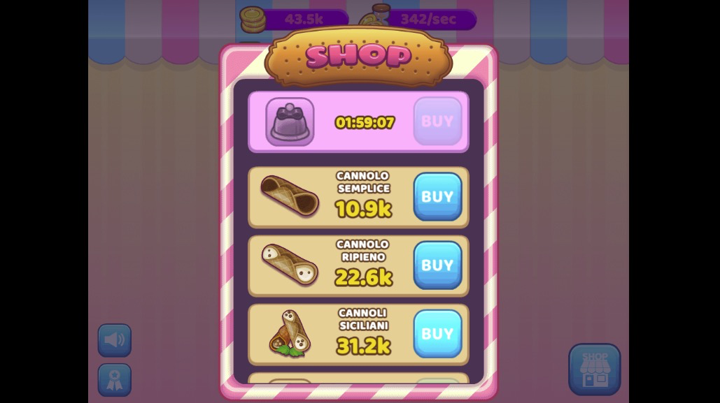 ショップでコインを使い、欲しいお菓子を選んで出現させよう。