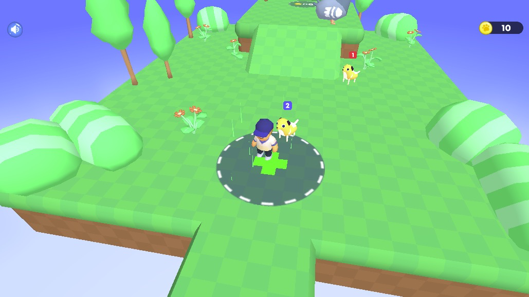 プラスマーク地点で犬の体力を回復し、冒険を続ける