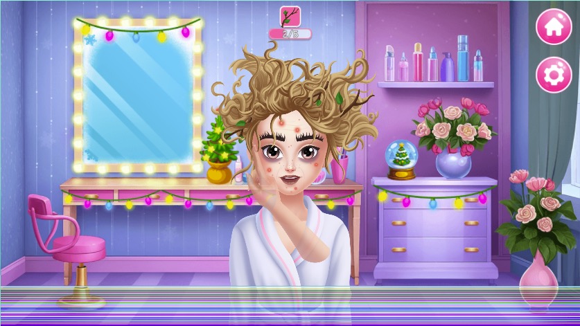 髪に絡まった枝を取り、髪を整えていくプロセス