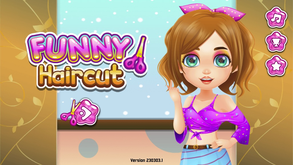 ヘアメイクが完了した女の子のスタート画面で、次のステップへ進む準備が整う