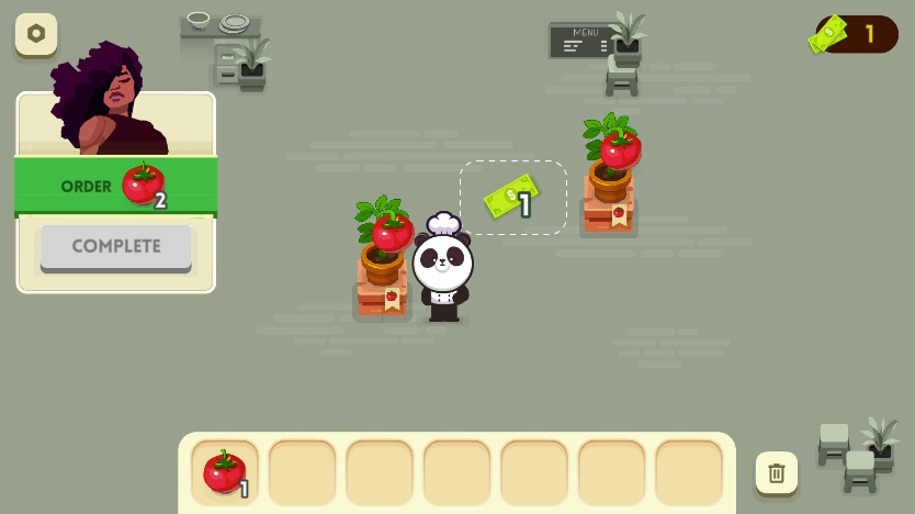 オーダーに従って、ガーデンで新鮮なトマトを収穫しよう