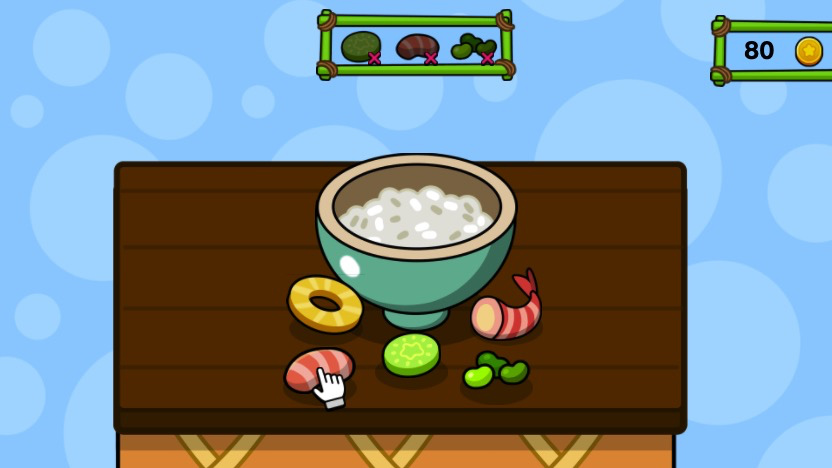 ポキ丼を華やかに飾りつけるミニゲームで、創造力を活かしたデコレーションが楽しめる