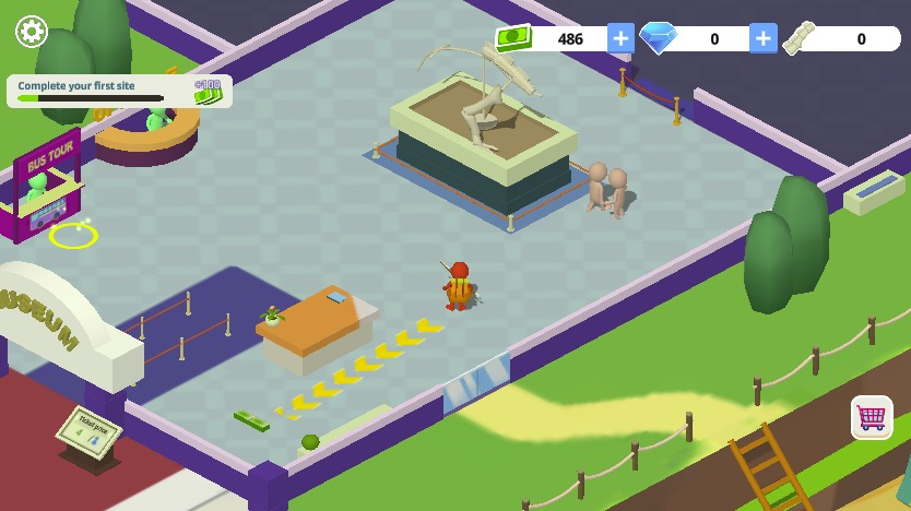 博物館に訪れるお客さんから入場料を集めて、収益を上げよう!