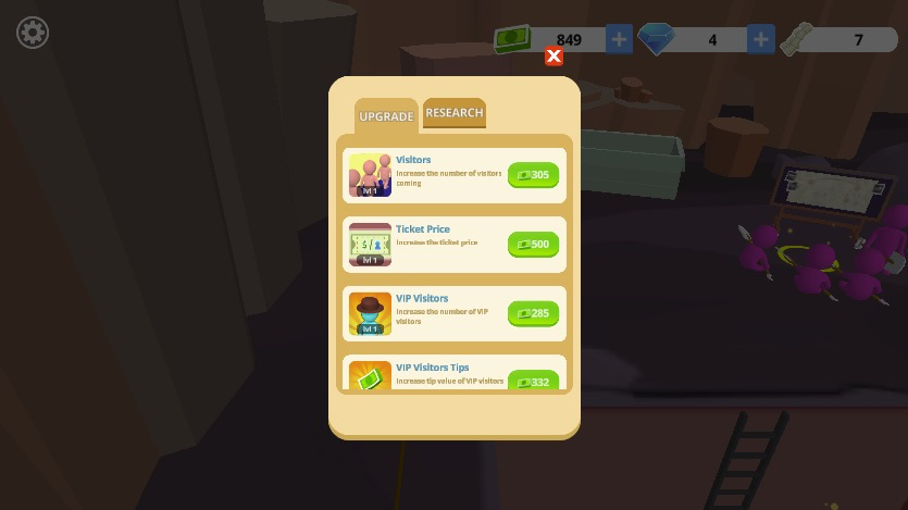 収益を使ってビジターを増やしたり、チケット価格を調整して効率化を図ろう!