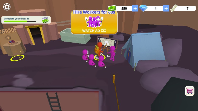 短い動画を視聴して、60秒間だけ追加の発掘要員を雇うことも可能!