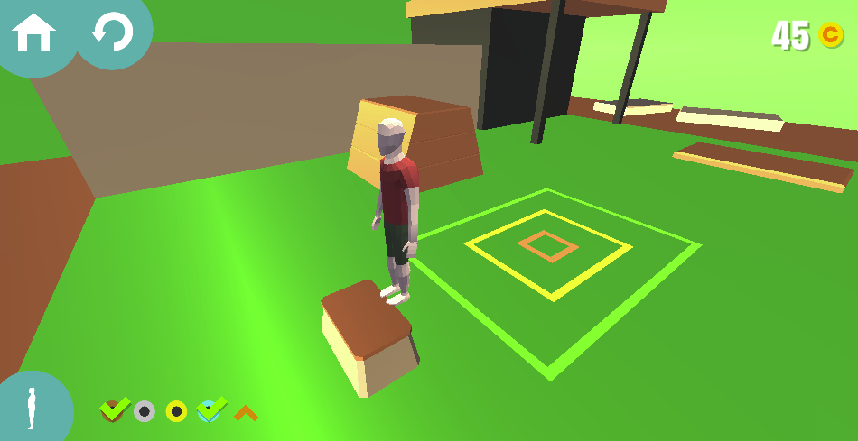 ゲーム開始時、キャラクターは台に立ち、冒険の準備を整える様子